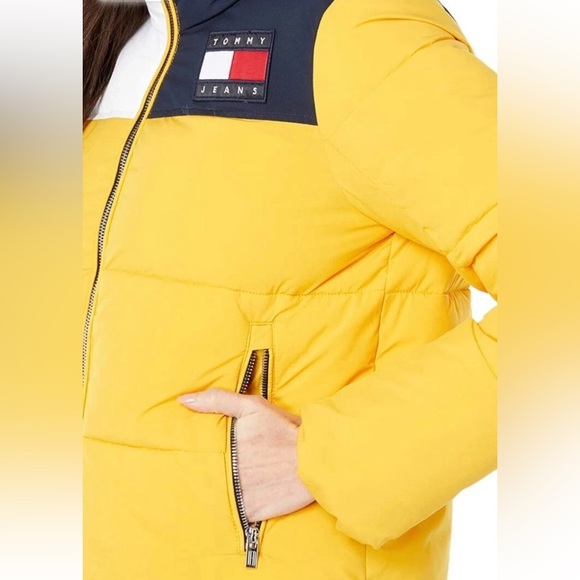 Tommy Jeans Hilfiger Logo Zip-Down Colorblock Puffer Ski Coat Jacket Outerwear - Picture 2 of 14